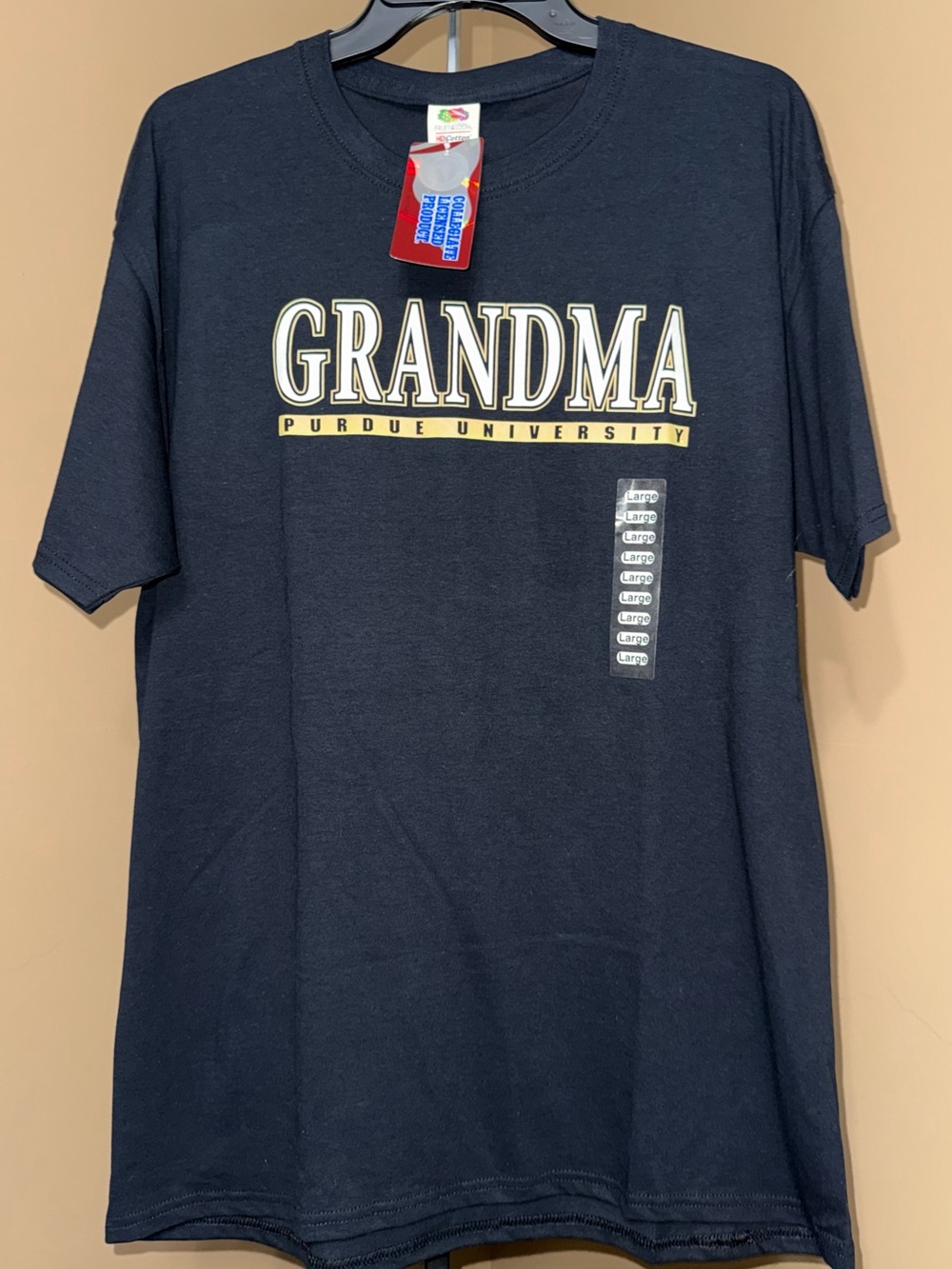 NWT ‘Grandma’ Purdue University Black Graphic T-Shirt. Size Large.